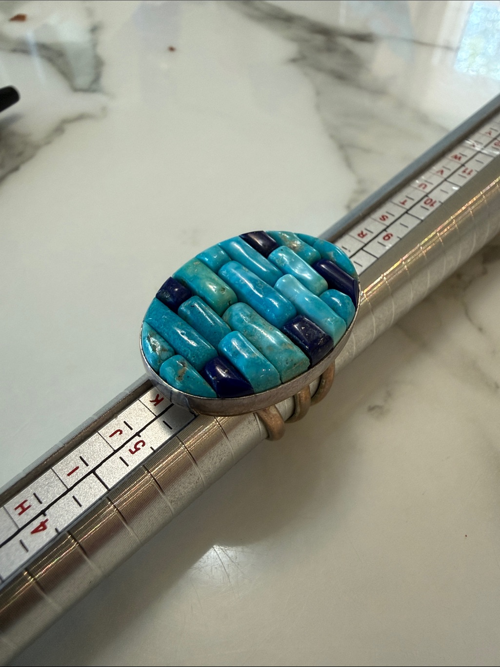 Jay King Dtr Silver Cobblestone Ring With Turquoise And Lapis Lazuli